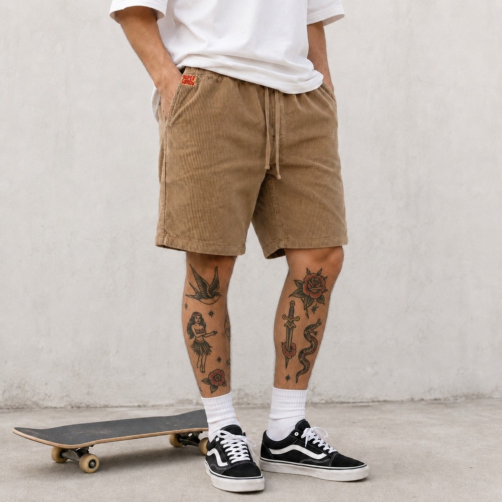 Empyre Relax Corduroy Shorts Mens Size M Khaki Tan Skateboard Surf Grunge Street